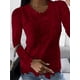 thumbnail image 4 of Blusa de manga larga con cuello redondo para mujer, camisa Sexy de retales de encaje blanco, Top de malla, camisas elegantes ahuecadas, rosa, primavera 2024, 4 of 5