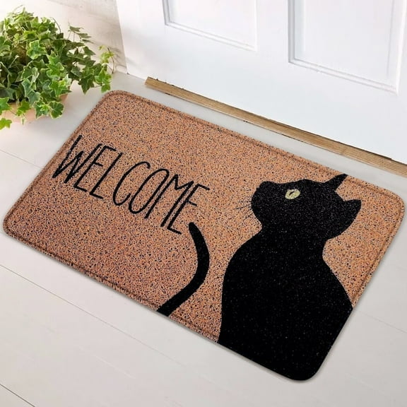 Cat Welcome Doormat, Indoor and Outdoor Doormat, Cute Doormat with Non-slip Backing, Welcome Door Mat for Entryway, Kitchen, Porch, 31.5 x 19.3"