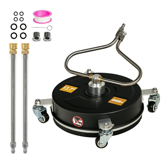 ECCPP 13.7 Inch Pressure Washer Surface Cleaner with 4 Wheels Stainless Steel for Household Cleaning 1/4" Quick Connector