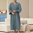thumbnail image 2 of Men’s Lightweight Seersucker Bathrobe Cotton Classic Casual Nightwear with Pockets, 2 of 9