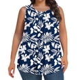 thumbnail image 2 of Axiiglly Plus Size Tank Tops for Women Floral Print Crewneck Relaxed Fit Wide Strap Summer Sleeveless Dressy Tops, L-5XL, 2 of 7