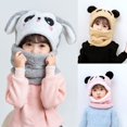 thumbnail image 1 of Autumn Winter Children Hats panda Ear Hat Kids Beanies Cap Girls Boys Warm Wool Hooded Hat Baby Scarves Toddler Caps6M He Qiyong unisex, 1 of 1