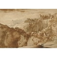thumbnail image 2 of Claude Lorrain 18x14 Black Ornate Wood Framed Double Matted Museum Art Print Titled - View of Tivoli (1640), 2 of 5
