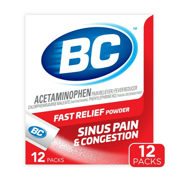 BC Powder Sinus Pain & Congestion Relief, Dissolve Packs, 12 Count ...