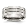thumbnail image 1 of 8 mm Stainless Steel Grooved Satin & Polished Band - Size 7.5, 1 of 1