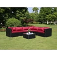 thumbnail image 5 of Baner Garden CH-92 Complete 7 Piece PE Black Wicker Rattan Pool Patio Garden Sectional Set with Red Cushions, 5 of 7