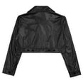 thumbnail image 3 of iixpin Metallic Zipper Coat for Girls Boys Motorcycle Biker Jacket Hip-Hop Jazz Dance Costume Dancewear Black 16, 3 of 4