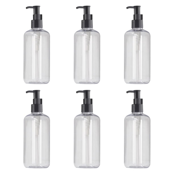 Dispensador de jabón de 6 piezas, botella de champú multiusos a prueba de fugas, 500 ml, champú corporal claro y negro