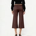 thumbnail image 4 of Women's Pants Fold Over Waist Comfy Cropped Yoga Wide Leg Summer Pants for Women Brown L, 4 of 9