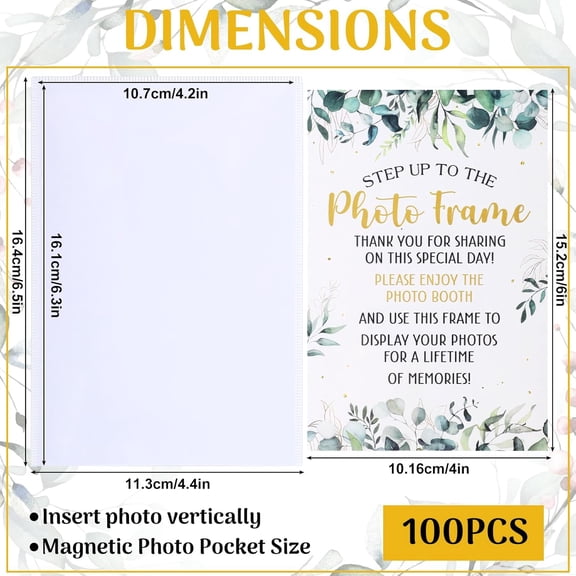 100 Pcs Magnetic Picture Frame Bulk, 4 x 6 in Magnetic Photo Frames for Refrigerator Fridge, Clear Photo Sleeves with Inserts, White Magnet Picture Holders for Wedding Party