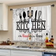 thumbnail image 4 of Black White Rustic Kitchen Curtains Short Small Farm Country Modern Farmhouse Rod Pocket Fork and Spoon Kitchenware Bedroom Living Room Treatment Fabric 2 Panels 26Wx36H Inch, 4 of 6