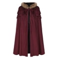 thumbnail image 5 of UTSJKR Unisex Full‑Length Medieval Cloak with Faux Fur Trim Hood and Tiered Shoulder Panels for Renaissance Fantasy Larp Halloween Cosplay Outfit Red, 5 of 5