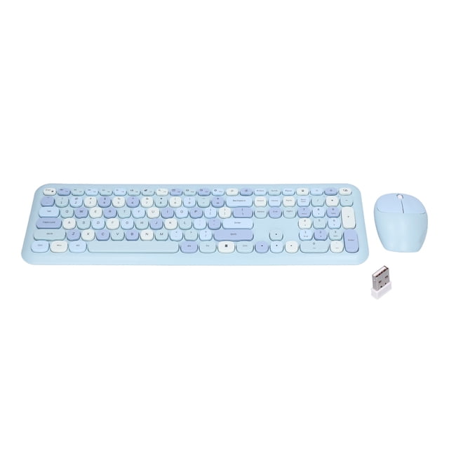 2.4G Combo De Teclado Y Mouse Inalámbrico, 110 Teclas Diseño Retro Ergonómico De Tamaño Completo, Teclas Silenciosas De Silencio, Plug & Play Para