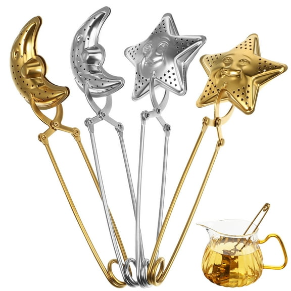 4 Piece Stainless Steel Tea Strainers with Unique Shape for Kitchen Use Multi Color