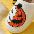 thumbnail image 6 of Fuzzy Slippers For Women Halloween Themed Pumpkin Printed Slippers Warm Lined Indoor Shoes Men Warm Cozy Winter House Slippers Bedroom Indoor House Shoes, 6 of 7