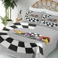 thumbnail image 3 of Ambesonne Emoji Fitted & Top Sheet Set with Shams, Racing Funny Face Formula, Pale Grey Mustard Black, 3 of 5