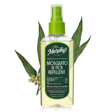 Murphy's Naturals Mosquito & Tick Bug Repellent Spray, Oil of Lemon Eucalyptus for Skin   Outdoor Gear, DEET-Free, 4 Ounce Pump, 1-Pack