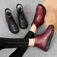 thumbnail image 4 of Zapatos acolchados de algodón para mujer, botas cortas planas antideslizantes con forro polar para otoño e invierno, botas de nieve cálidas para personas mayores, 4 of 6
