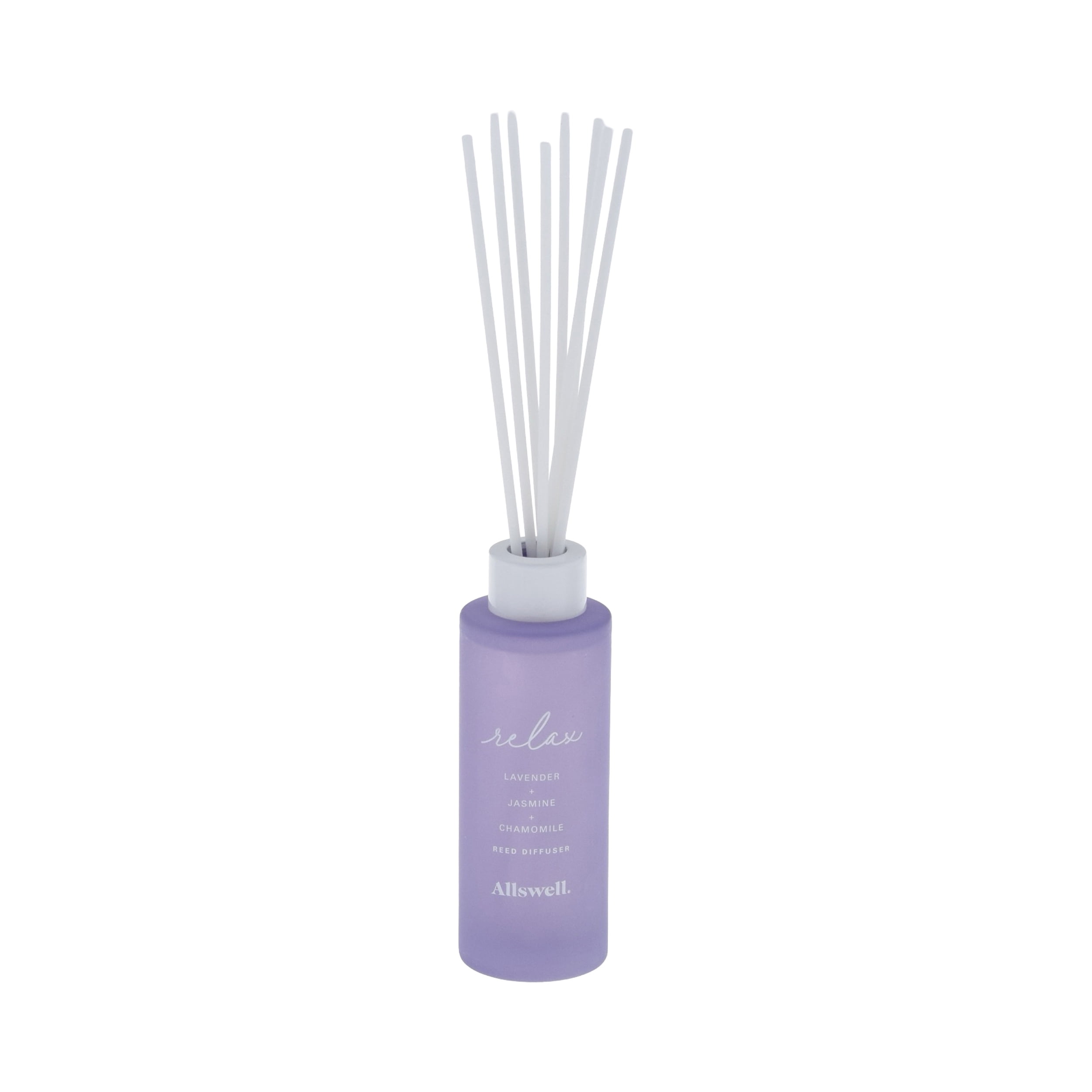 Allswell Relax (Lavender + Jasmine + Chamomile) Scented Reed Diffuser 3 Fl  Oz (90mL) With 8 Synthetic Reeds