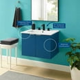thumbnail image 4 of Sink Vanity Cabinet, Wall Mounted, Melamine, Blue Navy White, Modern Contemporary Urban Design, Hotel Bedroom Bathroom Master Suite Guest, 4 of 10