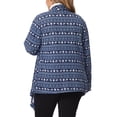 thumbnail image 3 of Agnes Orinda Ropa de abrigo para mujer de tallas grandes, primavera, otoño, invierno, suéter de punto asimétrico, cárdigan 2X azul marino, 3 of 6