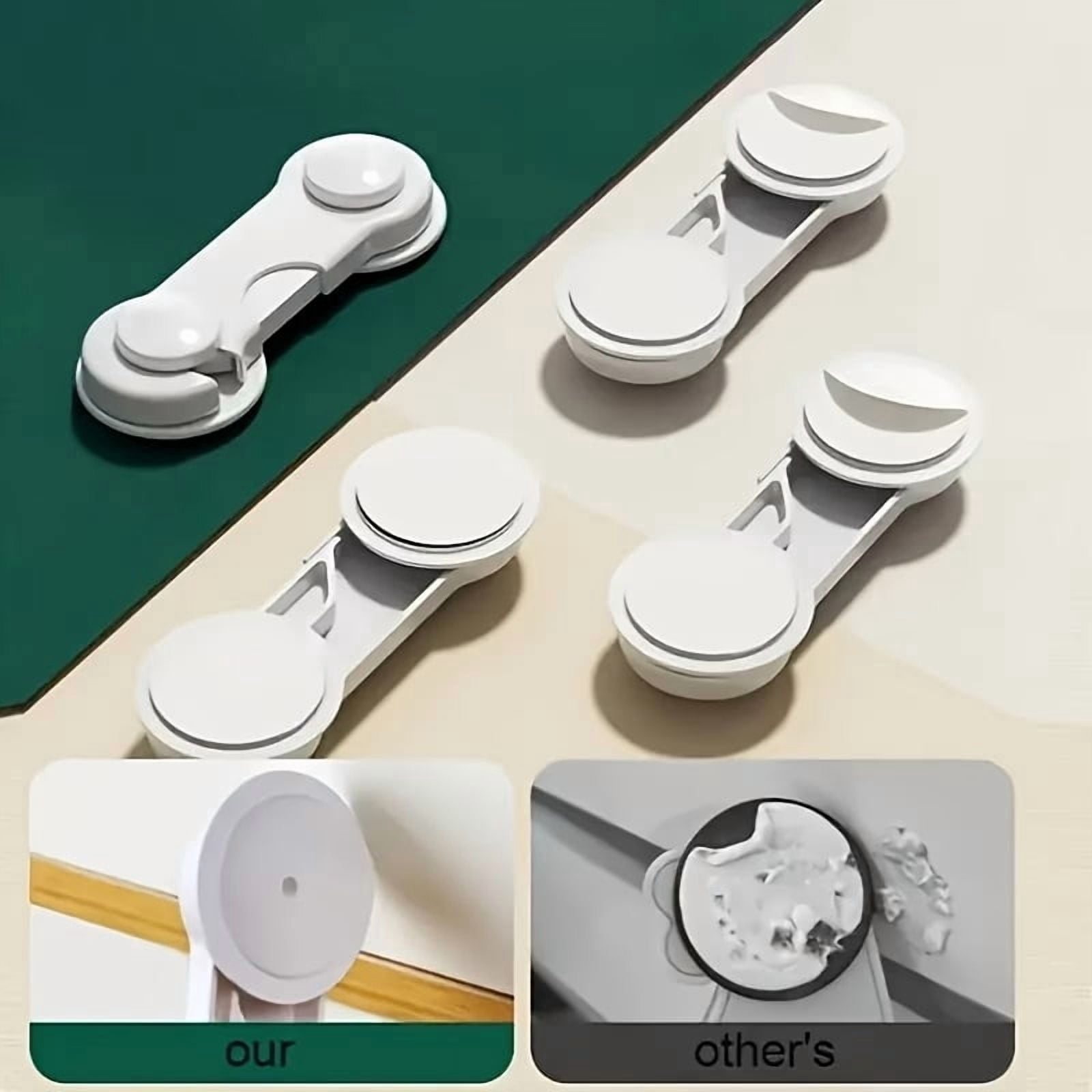 7pcs Heavy-Duty White Plastic Safety Lock Set - Easy Installation for Fridge, Cabinet, Pantry Door & Kitchen Appliances