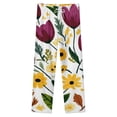 thumbnail image 4 of Purple Tulips Yellow Flowers Bloom Winter Female Pants Flannel High Waist Women Pants Lady Warm Straight Leg Plush Trousers, 4 of 7