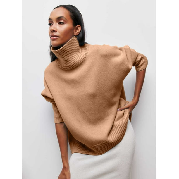Ropa de mujer personalizada Suéter de fiesta europeo y americano Suéter suelto popular de cuello alto medio para otoño e invierno