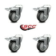 thumbnail image 2 of 4 Inch Thermoplastic Rubber Swivel Bolt Hole Caster Set with Total Lock Brake, 2 of 2