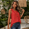 thumbnail image 6 of Tank Tops for Women Cotton Linen Button V Neck Sleeveless Shirts Casual Summer Gauze Boho Tops Beach Western Shirts Red XL, 6 of 6