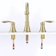 thumbnail image 6 of Brushed Gold 8-Inch Widespread Bathroom Sink Faucet, 2-Handle, 360° Swivel Spout, Pop-Up Drain Assembly & cUPC Hoses, 6 of 7