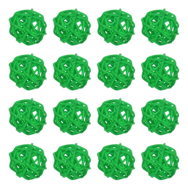 Uxcell 16-Pack Bolas de Ratán Tejidas 30mm/1.2 Pulgadas Bolas Decorativas de Ratán para Navidad Bodas Acción de Gracias Verde