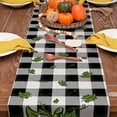 thumbnail image 2 of Festive Fall Table Runner - Buffalo Plaid Check Pumpkins Leaves Thankful Farmhouse Table Decoration - 3 Sizes Available 13 x 72in, 2 of 5