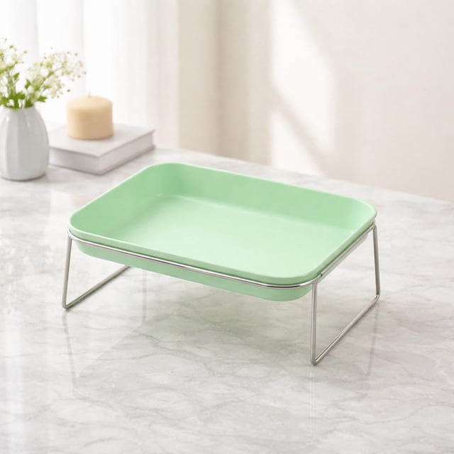 Comedero elevado para gatos, plato para mascotas inclinado, fácil de limpiar, comedero elevado para mascotas, cuenco para perros, gatitos y cachorros. Verde