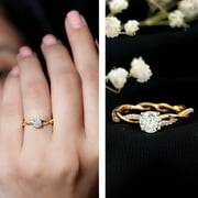 Rosec Jewels Moissanite Engagement Ring for Women - 1/2 Carat - Braided Ring - D-VS1 Quality Certified, 10K Yellow Gold, US 3.00