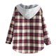 thumbnail image 5 of Puntoco - Chaqueta cálida para mujer, informal, de manga larga, a cuadros, con botones, dobladillo curvo, con capucha Puntoco Puntoco-6056, 5 of 8