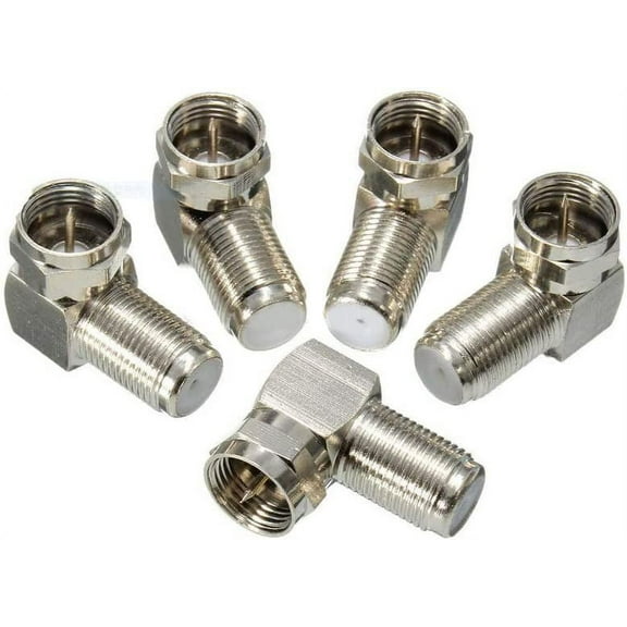 Limei Right Angle F-Type Male to Female Plug Coaxial Cable Adapter Panel TV Mounting 90 Degree Coax Adapter Connector (5 Pack)