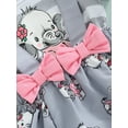 thumbnail image 6 of Infant Baby Girl 2Pcs Outfit Pleated Fly Sleeves Cartoon Print Ruffle Romper Bodysuit + Bow Headband, 6 of 9