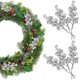 thumbnail image 1 of Rama de acebo navideña con bayas artificiales, bola de acebo con purpurina plateada para decoración, coronas, guirnaldas para árboles de Navidad, manualidades, 1 of 5