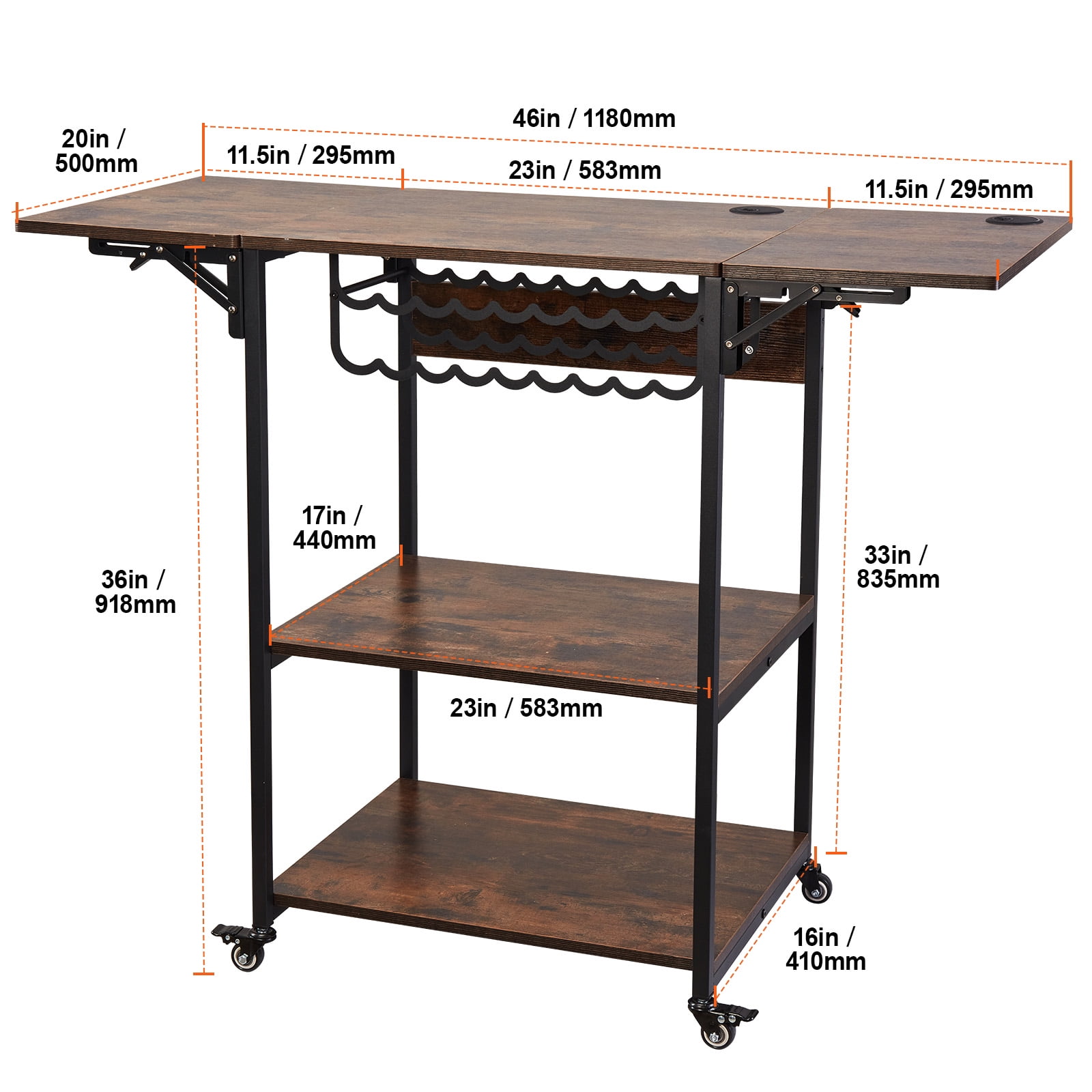 VEVOR Heat Press Table, 3 Tier Movable Heat Press Stand, Foldable Heat Transfer Machine Stand with Wheels and Vinyl Roll Holder, Rolling Metal Workbench for Sublimation Transfer Machine, Brown