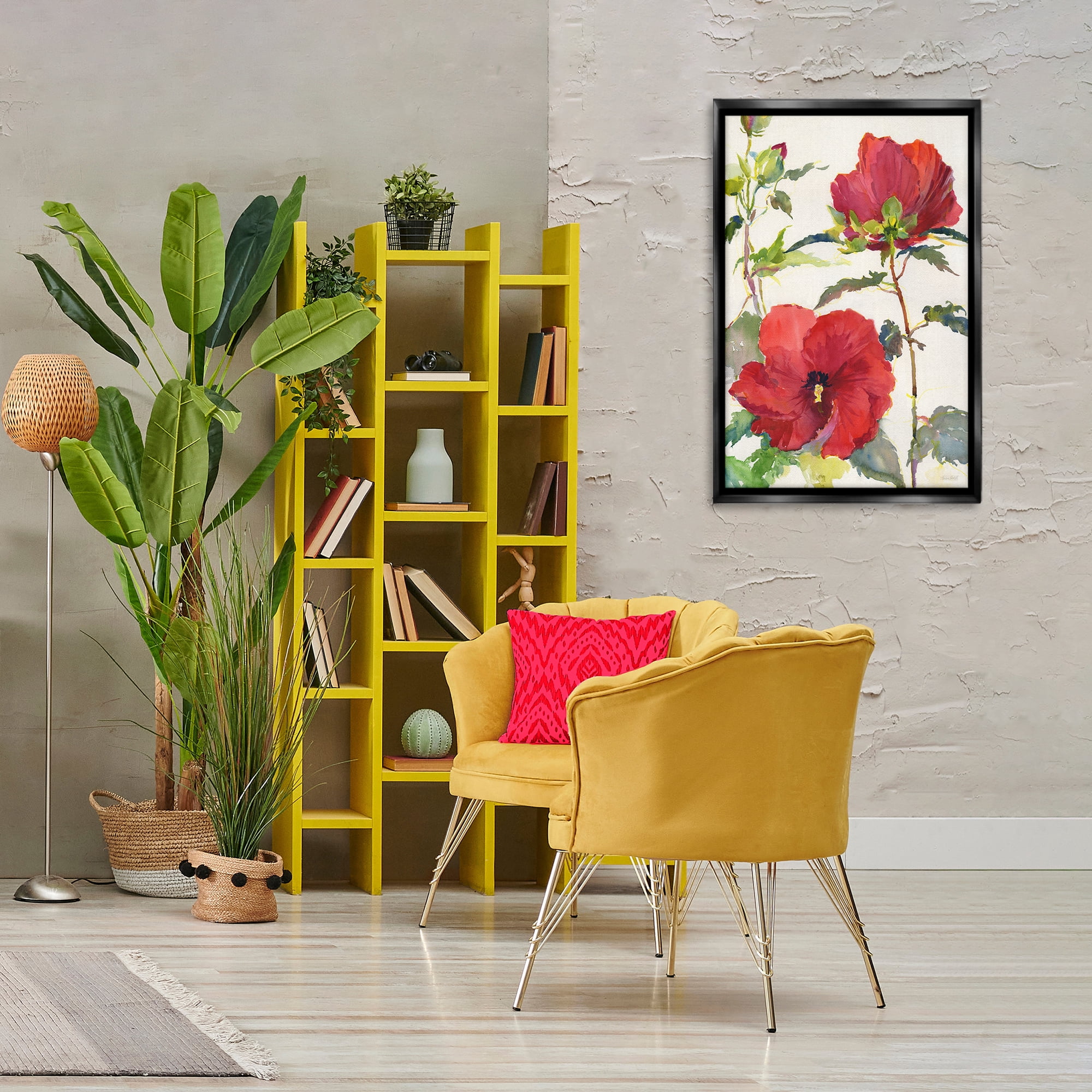 Stupell Industries Red Poppy Duo Botanical & Floral Painting Black Floater Framed Art Print Wall Art, 21 x 31