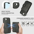 thumbnail image 4 of for iPhone 16e Case, Compatible with MagSafe, Detachable Magnetic Wallet Case with PU Leather Kickstand Card Slots Shockproof Protection 2 In 1 Function Case for iPhone 16e, Black, 4 of 6