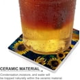 thumbnail image 3 of SKYSONIC Oil Painting Sunflower Field Printed Square Ceramic Coaster for Drinks with Cork Base for Coffee Cups Place Mats for Home Decor Set of 6 Pieces, 3 of 4