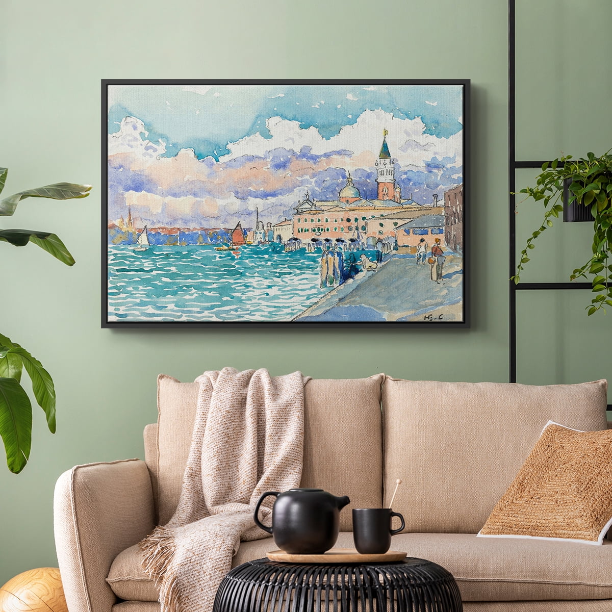 Vintage Landscape-CXVII By Wexford Home Framed in Black Wood Gallery Wrapped Canvas 17 in. x 25 in.