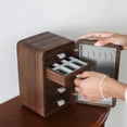 thumbnail image 6 of Solid Wood Watches Drawer Storage Box Earrings Necklace Jewelry Case Makeup Table Multi-layer Display Shelves Organizer, 6 of 7