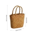 thumbnail image 3 of Handwoven Plastic Beach Tote Bag, Khaki Summer Handbag, 11.81 x 11.02 x 1.57 Inches, 3 of 7