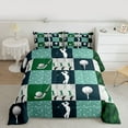 thumbnail image 3 of Homewish Golf Sport Game Queen Comforter Set,Patchwork Geometric Checkered Bedding Sets,Green White Bedding Comforter Set For Boys Kids,Luxury Bedroom Decor Reversible,3 Pieces, 3 of 9