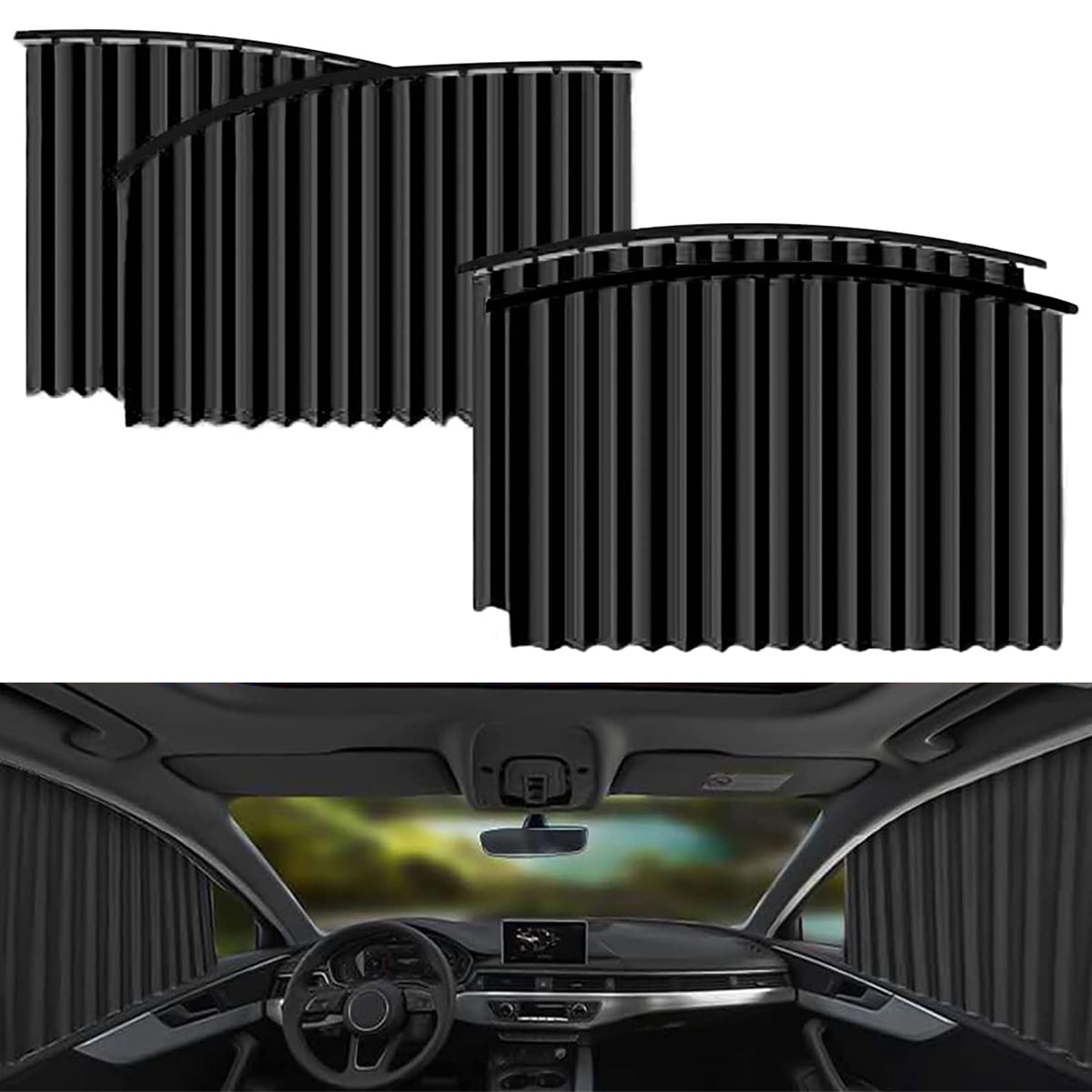 Adifare Car Window Sun Shade Privacy Magnetic Car Window Curtain Slidable Sun Protection Front and Rear Window Shield for Baby Sleeping Car Interior