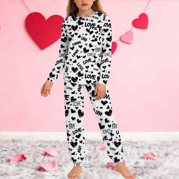 Conjuntos de blusa y camisa de manga larga con cuello redondo para niños y niñas de 5 a 14 años con estampado y bolsillo. Conjunto de top y pantalón de manga larga.