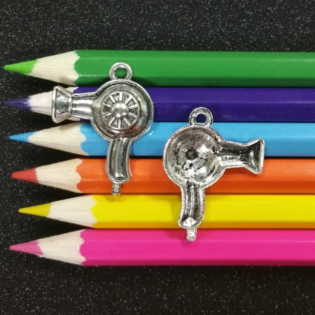 - 10 PCS - Hair Beauty Stylist Salon Blow Dryer Silver Charm Pendant C0425